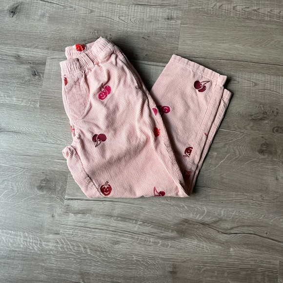 Pink Corduroy Pants with Cherry Print - Picture 7 of 11